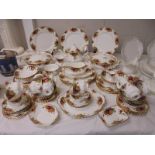 Approximately 68 pieces of Royal Albert Old Country Roses tea and dinner ware, COLLECT ONLY.