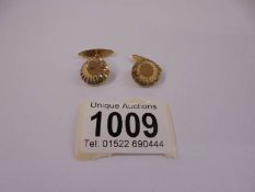 A pair of Russian gold cuff links, marked '25, test as 18ct. 5.6 grams.