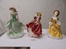 Three Royal Doulton figurines - Sandra HN2275, Top O' The Hill HN1834 and Best Wishes HN3971.