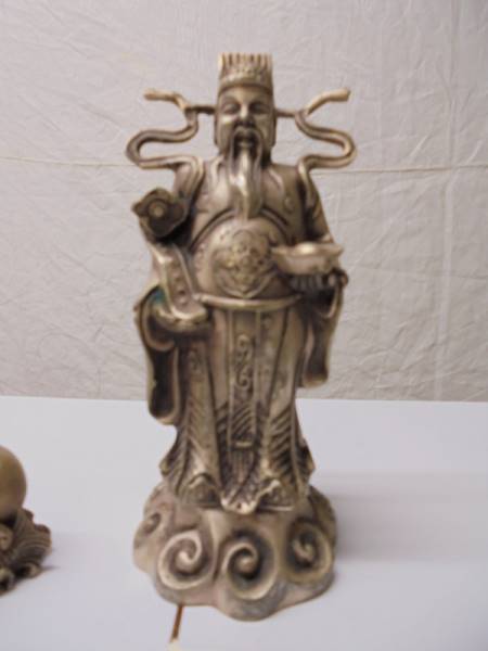 A Chinese silver plated erotic figure group and two Buddha figures. - Image 3 of 4