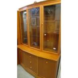 A superb quality pale mahogany display cabinet with etched glass doors, in as new condition.