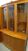 A superb quality pale mahogany display cabinet with etched glass doors, in as new condition.