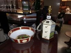 Royal Worcester golfing collection bowl & a St. Andrews golf themed table lamp