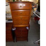 A pair of solid mahogany bedside chest of drawers with brass knobs, 53cm x 47cm x 72cm high (COLLECT