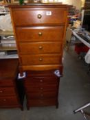 A pair of solid mahogany bedside chest of drawers with brass knobs, 53cm x 47cm x 72cm high (COLLECT