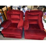 2 red Draylon recliner chairs