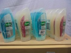 Four packs of Radox hand wash.