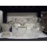 A mixed lot of glass jugs, bowls, vases etc., COLLECT ONLY.