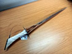 An early 20th century sword made from swordfish bill with bone handle (length 55cm)