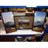 Three framed and glazed landscape watercolours.