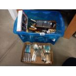 A large lot of cutlery and kitchen utensils.