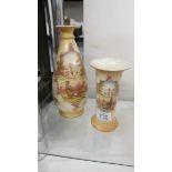 Two vases decorated with pheasants, (1 a/f, hairline crack to neck).