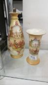 Two vases decorated with pheasants, (1 a/f, hairline crack to neck).