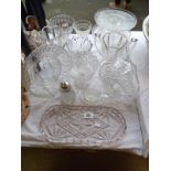 A good selection of vintage moulded glass including vases & cake stands etc.