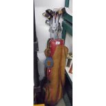 A vintage golf bag with clubs, COLLECT ONLY.