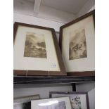 A pair of framed and glazed engravings - End of Loch Lomond and Lock Katrine. COLLECT ONLY.