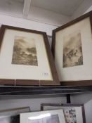 A pair of framed and glazed engravings - End of Loch Lomond and Lock Katrine. COLLECT ONLY.