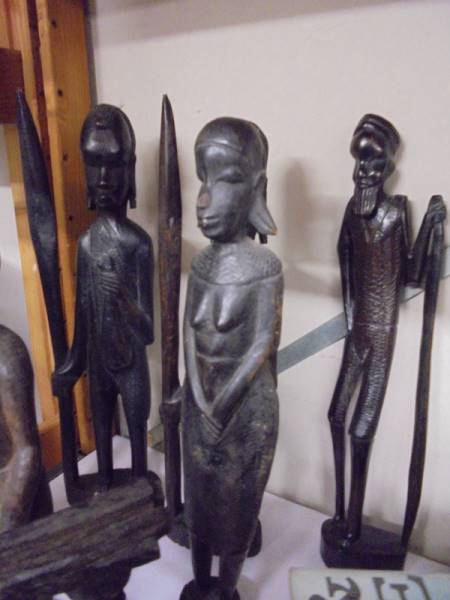 Ten carved wood tribal figures. - Image 2 of 3