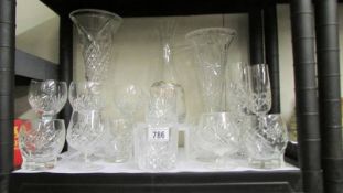 A mixed lot of cut glass vases, glasses etc.,