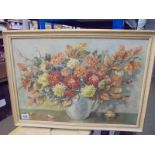 A framed and glazed floral painting signed W S Scutt.