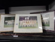 Three England cricket team signed photographs - 1986, 1987 and 1988.