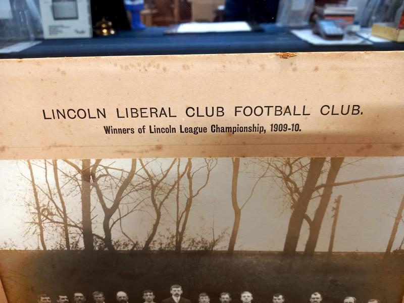 A Lincoln Liberal Club football club, 1909/10 team photograph on card, winners of Lincoln league - Image 2 of 3