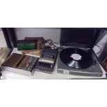 A Sony turntable and two cassette recorders etc.,