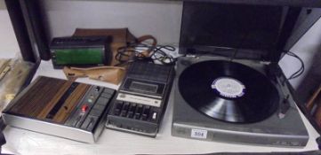 A Sony turntable and two cassette recorders etc.,