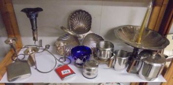 A mixed lot of silver plate, stainless steel etc.,