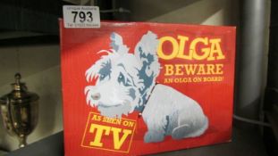 A sealed boxed Paul O'Grady TV Show Olga nodding dog.