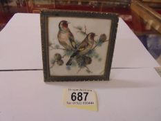 A Limoge plaque hand painted with birds.