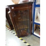 A mahogany astragal glazed corner cabinet. COLLECT ONLY.