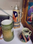 A beer stein, a tankard and a jug.