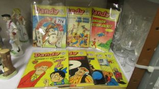 Eight Dandy Comic library magazines.