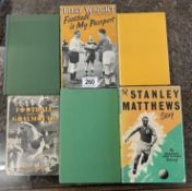 Rare Football related books including The Stanley Matthews Story, Billy Wright Football is My