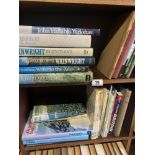 A collection of walking & travel books including Wainwright (2 shelves)