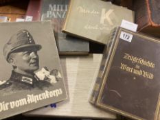 Rare German and NAZI history books including Wir Vom Alpenkorps, Zeitgeschichte in Wort und Bild,