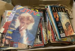 A box of TV Magazines, Film Magazines, comics etc