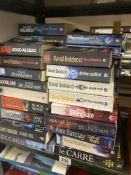 A large collection of modern thrillers titles including Forsyth, lee Child, Baldacci, Cussler etc