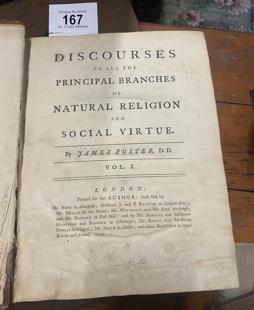 An old bible and Discourses on all the Principal Branches of Natural Religion and Social Virtue (2 - Image 2 of 3