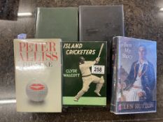 5 signed Cricket related books including Walcott, Greenidge, Simpson, Hutton and Alliss - Clyde
