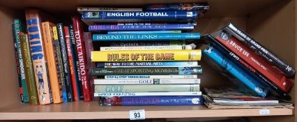 Sporting interest books including Golf, Tennis, Martial Arts, Bruce Lee, Sailing, Cycling etc