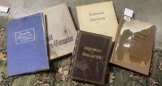 Rare German and NAZI history books including Zeppelin Farht in die Welt, Zeitgeschichte in Wort