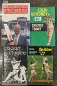 4 signed Cricket related books including Cowdrey, Chappell, Keith Miller, Brian Johnston - Colin