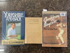 3 Signed Yorkshire Cricket related books including Herbert Sutcliffe For England and Yorkshire,