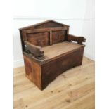 Early 20th C. carved oak monks bench.