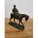 Composition bronzed model of Horse and Jockey.