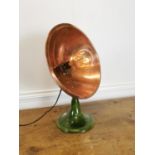 Early 20th C. enamel and copper table lamp.