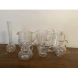 Collection of six glass jugs