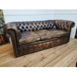 1950s hand died cigar leather Chesterfield.